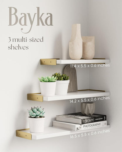 BAYKA Wall Shelves for Bedroom Decor, Floating Wall Shelves for Living Room Kitchen Storage, Wall