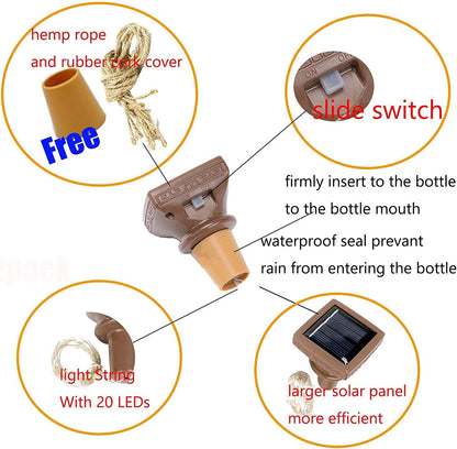 YJFWAL Upgraded 12 Pack Solar Wine Bottle Lights, 20 LEDs Waterproof Copper Light, Bottle Light
