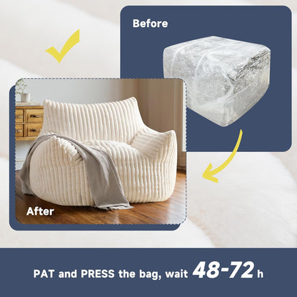 Oversized Bean Bag Chair for Adults, Giant Comfy Plush Boneless Bean Bag Couch with Filler for Kids