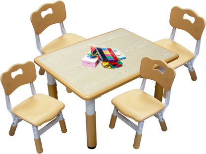 Kids Table and 4 Chairs Set with Graffiti Desktop, Toddler Furniture Set, Non-Slip, Table Children