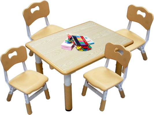 Kids Table and 4 Chairs Set with Graffiti Desktop, Toddler Furniture Set, Non-Slip, Table Children
