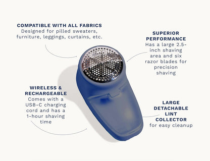 Nori Trim Fabric Shaver - Lint Remover for Clothes & Furniture Couch Pilling - Sweater Pill Remover