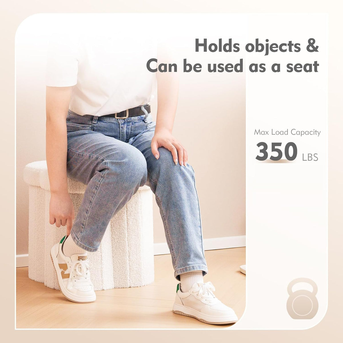 B FSOBEIIALEO Storage Ottoman Cube, Flowers Shaped Ottomans with Storage Foot Stool Footrest