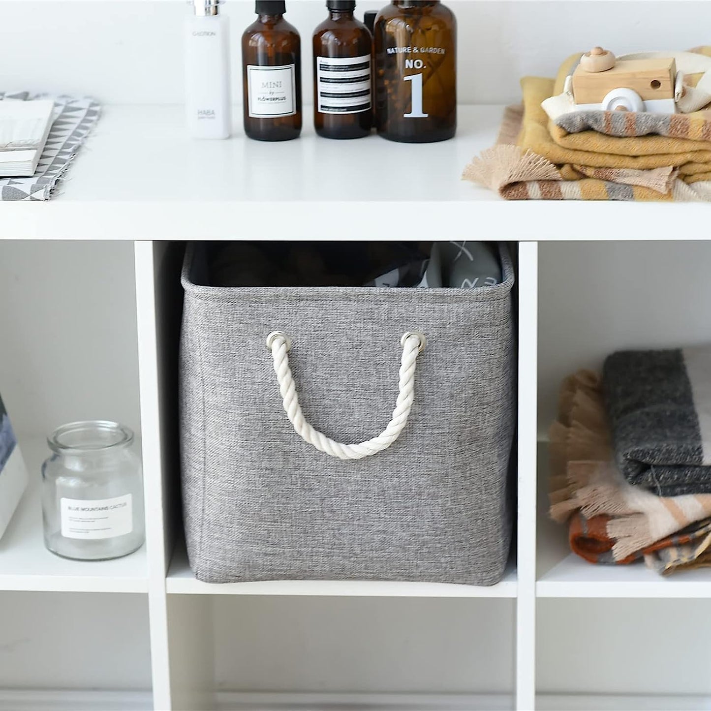 TheWarmHome Storage Basket for Organizing - 16x12x12 inch 3 Pack Fabric Storage Cubes, Cube Storage