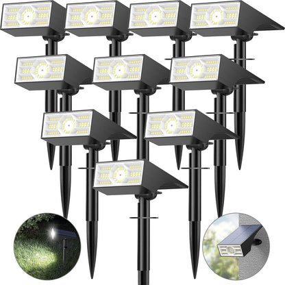 Solar Spot Lights Outdoor, 10 Pack Outdoor Solar Lights for Yard Waterproof, 4 Lighting Modes Solar