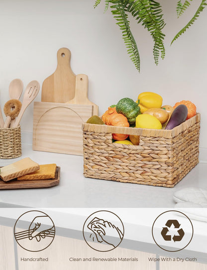 StorageWorks Wicker Storage Basket, Large and Small Baskets, Water Hyacinth Basket for Organizing
