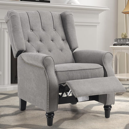EBELLO 2 Pcs Pushback Recliner Chairs, Fabric Armchair Push Back Recliner with Rivet Decoration