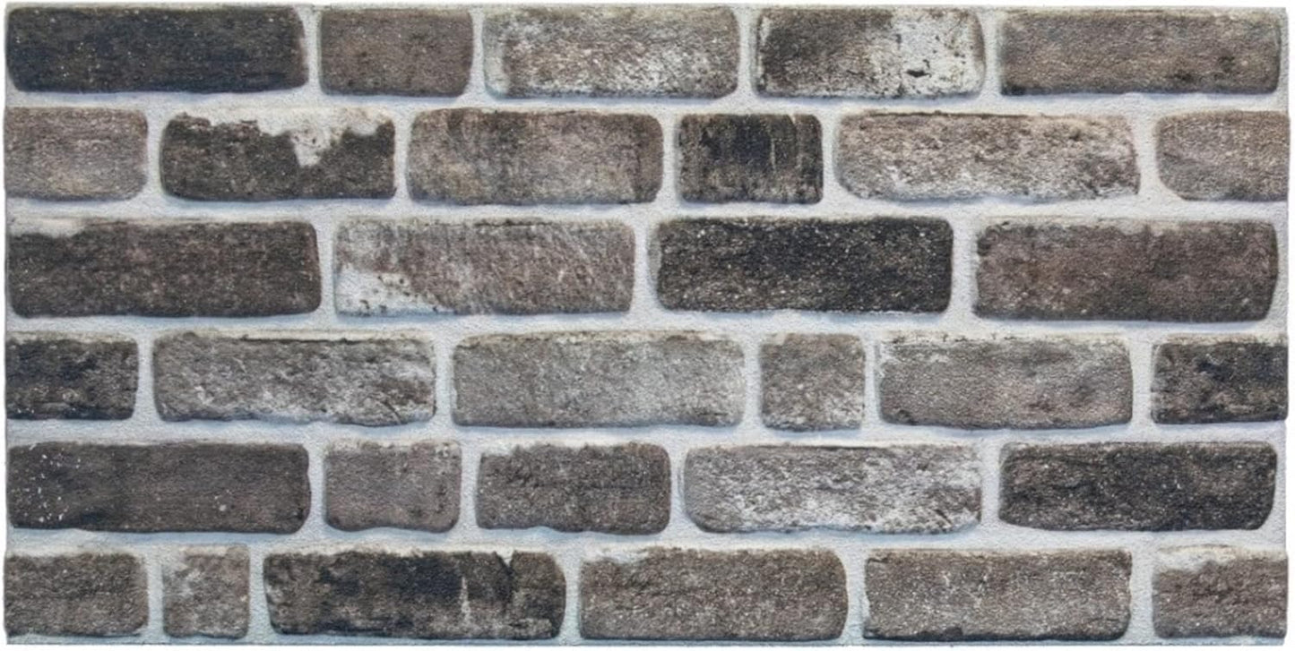 Dundee Deco 3D Wall Panels Faux Brick - Cladding, Grey Black Stone Look Wall Paneling, Styrofoam