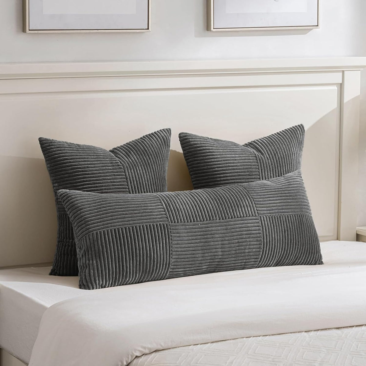 Fancy Homi 2 Packs Dark Gray Euro Decorative Throw Pillow Covers 26x26 Inch for Couch Bed Sofa