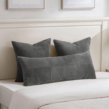 Fancy Homi 2 Packs Dark Gray Decorative Throw Pillow Covers 22x22 Inch for Living Room Couch Bed