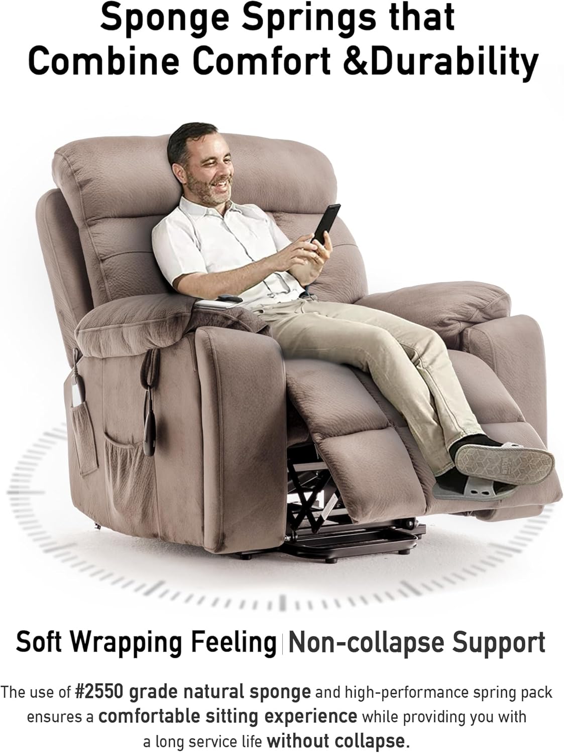 Lazy boy Recliner Chair with Cupholder/Power Lift Recliner Chair for Elderly， Electric Recliner/Big