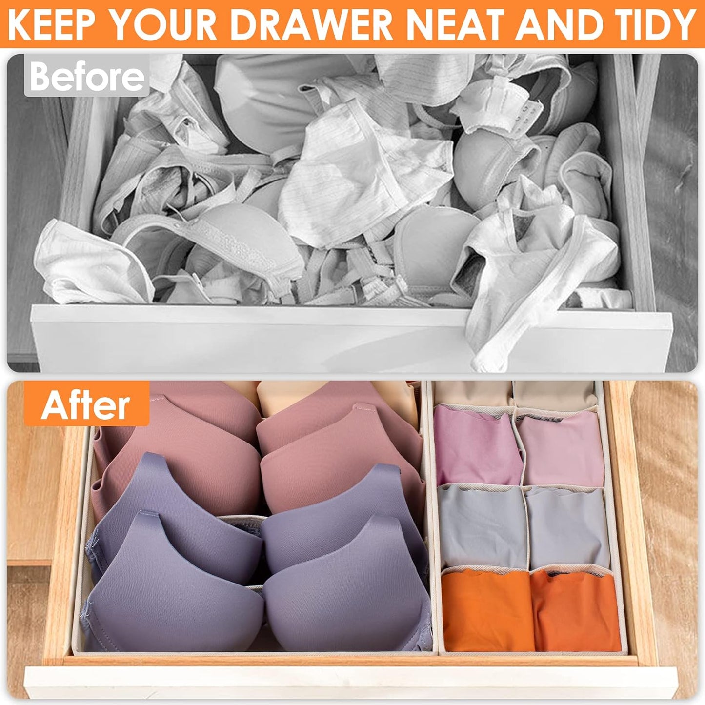 12 Pack Baby Clothes Organizer for Nursery, 116 Cells Fabric Foldable Dresser Closet Organizers and