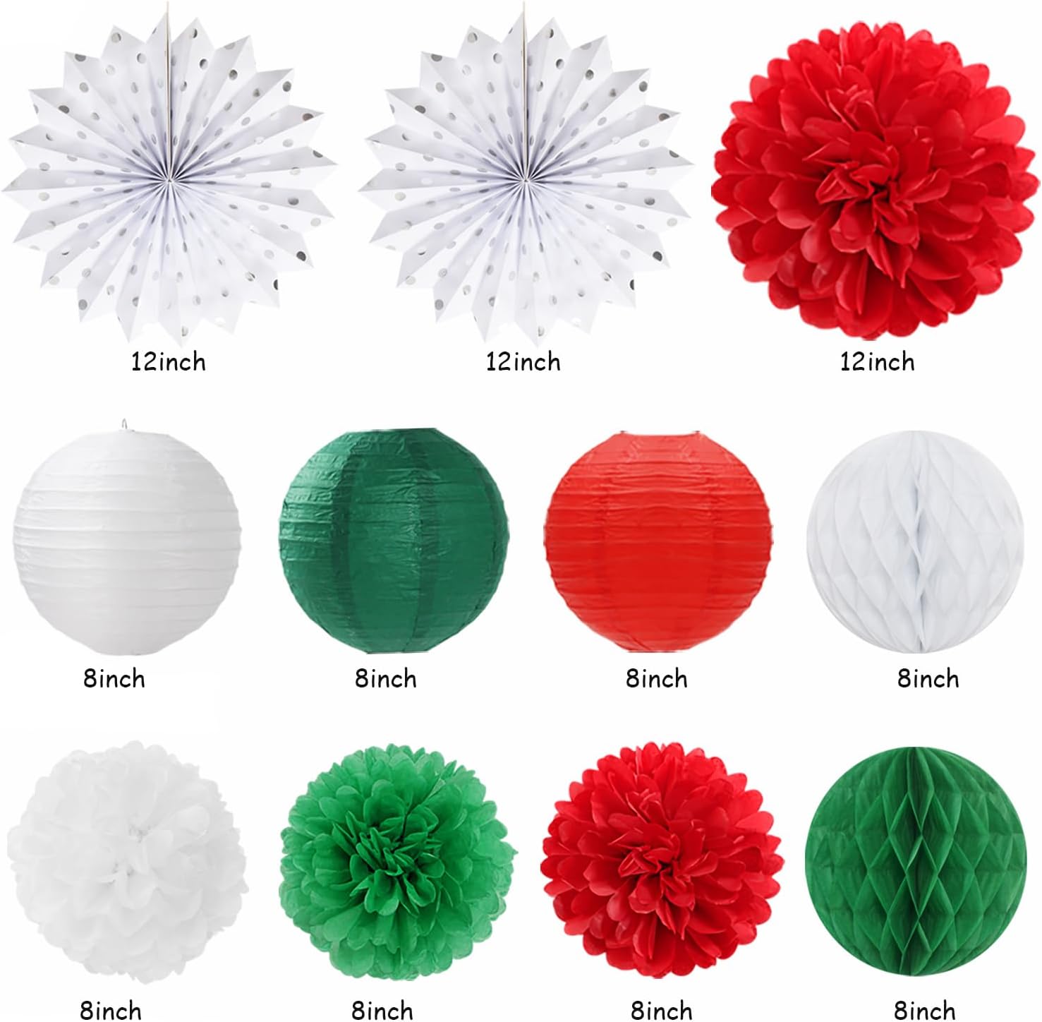 Red White Green Mexican Christmas Birthday Party-Decorations - 21pcs Happy Banner,Paper Lanterns