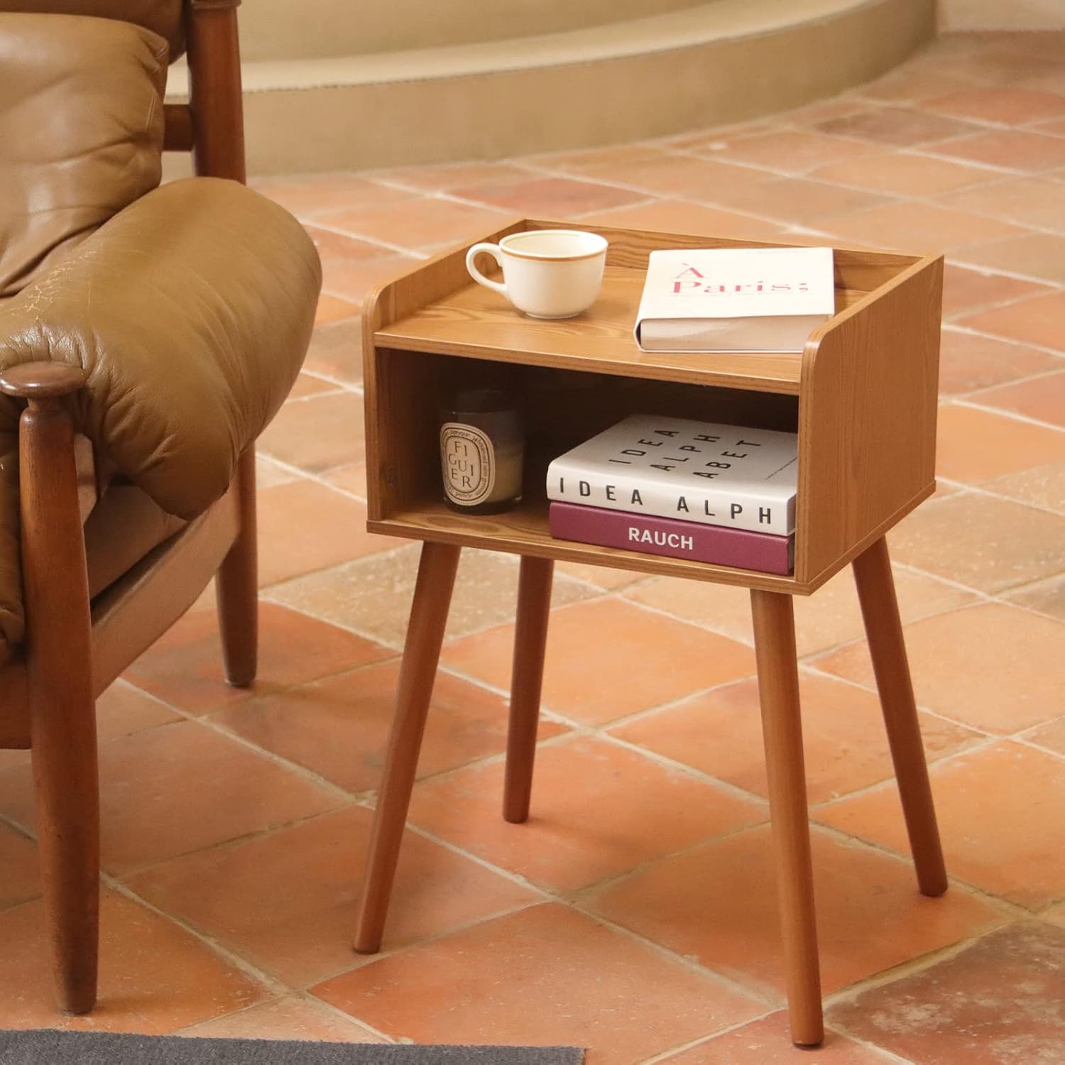 MaxSmeo Nightstand, Mid Century Modern Side Table Bedroom with Storage, Small End Bedside Table
