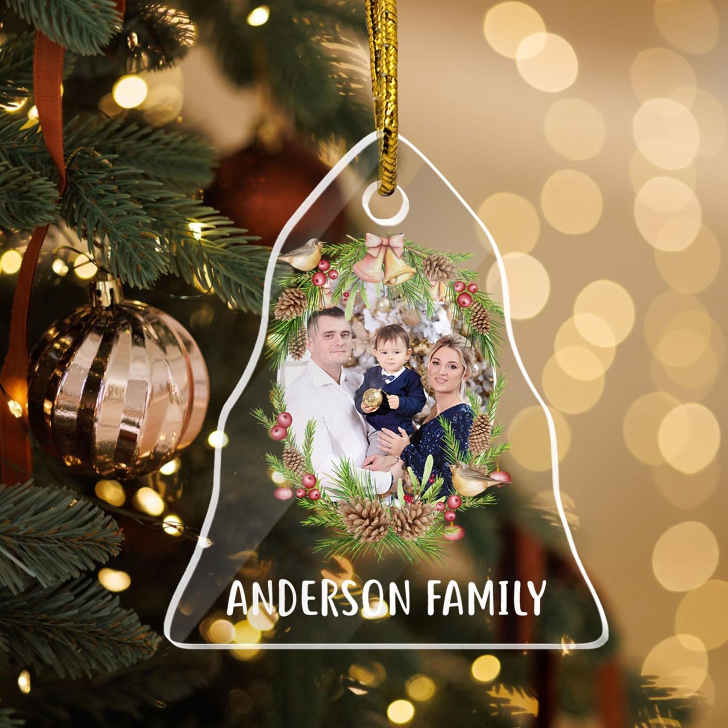 Personalized Photo Crystal Ornaments, Christmas Tree Hanging Decor, Custom Ornaments for Family