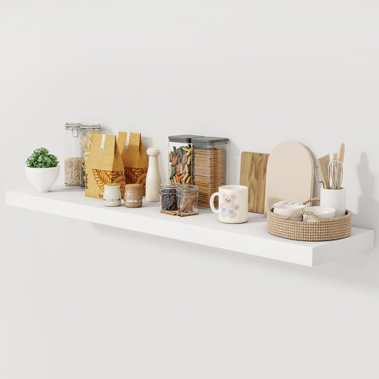 Fun Memories White Floating Shelves 55 Inch Long, 12 Inch Deep Floating Shelves for Wall, 55 x 12