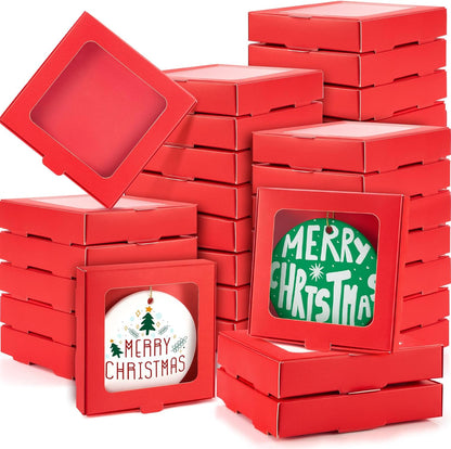 50 Pcs Sublimation Ornament Blanks Box 3.6"x3.6"x0.7" Christmas Ornaments Holder Ceramic Discs