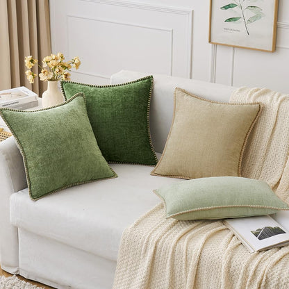 MIULEE Pack of 2 Christmas Pillow Covers 26x26 Inch Moss Green Farmhouse Decorative Throw Pillow