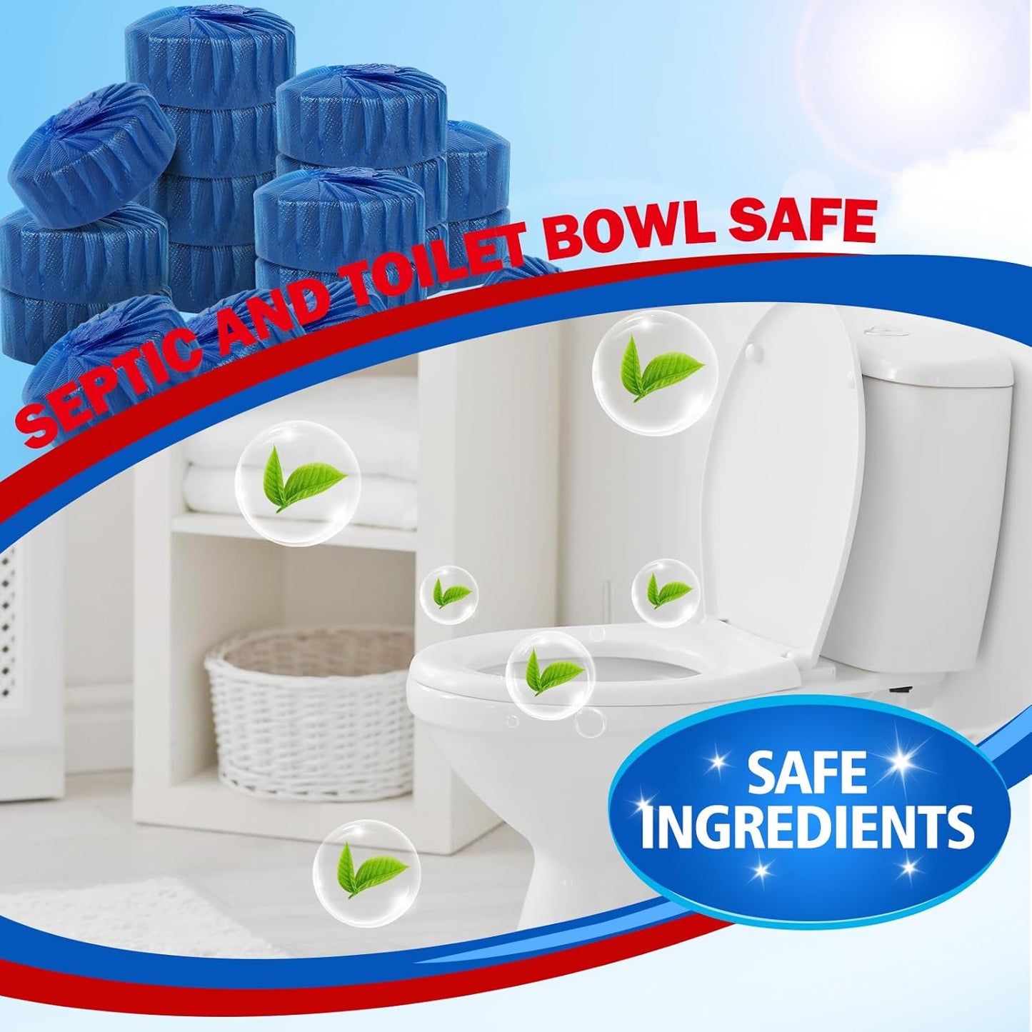 Toilet Bowl Cleaner Tablets 40 PACK, Blue Automatic Toilet Cleaner with Bleach, Using