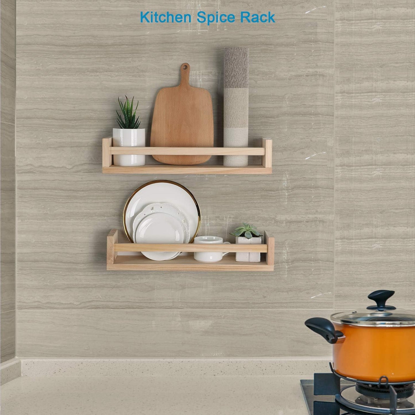 Nursery Floating Book Shelves for Kids Room, Kitchen Spice Rack, or Rustic Wall Mounted Shelves for