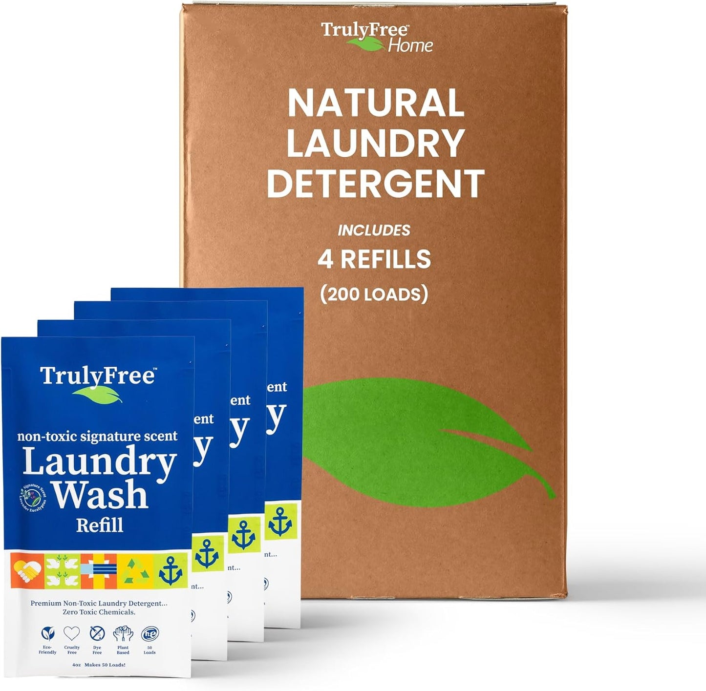 Laundry Detergent for Sensitive Skin | Gentle & Safe for Baby Clothes | Plant-Based | 4 Pack Refill