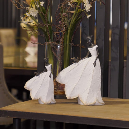 Guichifun Fairy Statue Collection Home Decoration - White Leaf Angel Girls Resin Living Room