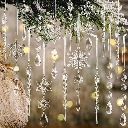 Christmas Tree Decoration Crystal Ornaments - 32pcs Acrylic Christmas Ornaments Snowflake Icicle