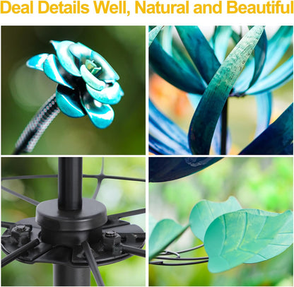 LimeHill Wind Spinner for Yard and Garden - Large Metal Windspinners for Outdoor Decorations (Blue