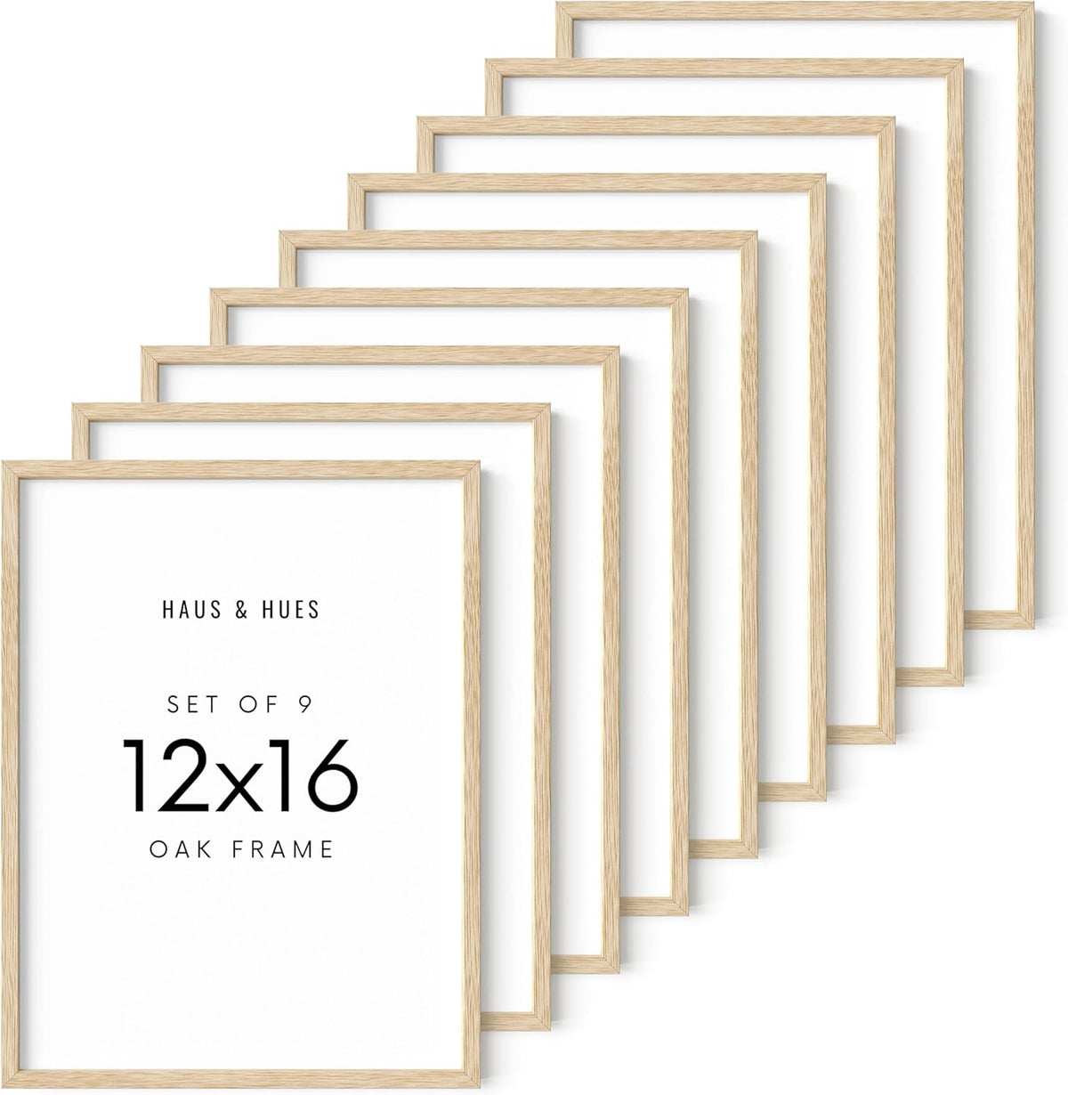 HAUS AND HUES Square Picture Frames 12 x 16 Set of 9 - Photo Gallery Wall Frame Set, Wood 12x16