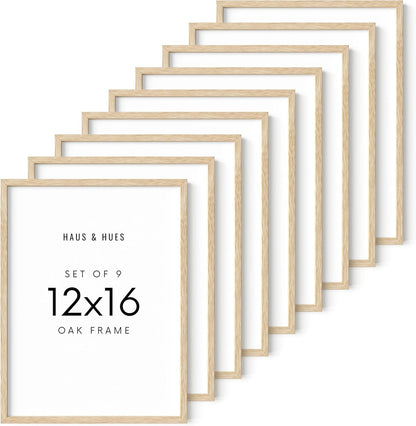 HAUS AND HUES Square Picture Frames 12 x 16 Set of 9 - Photo Gallery Wall Frame Set, Wood 12x16