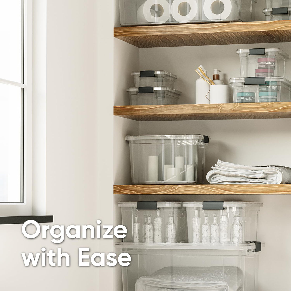 Superio Clear Plastic Storage Bin with Lid, 3.5 Qt, Non-Toxic, BPA Free, Odor Free, Organizer
