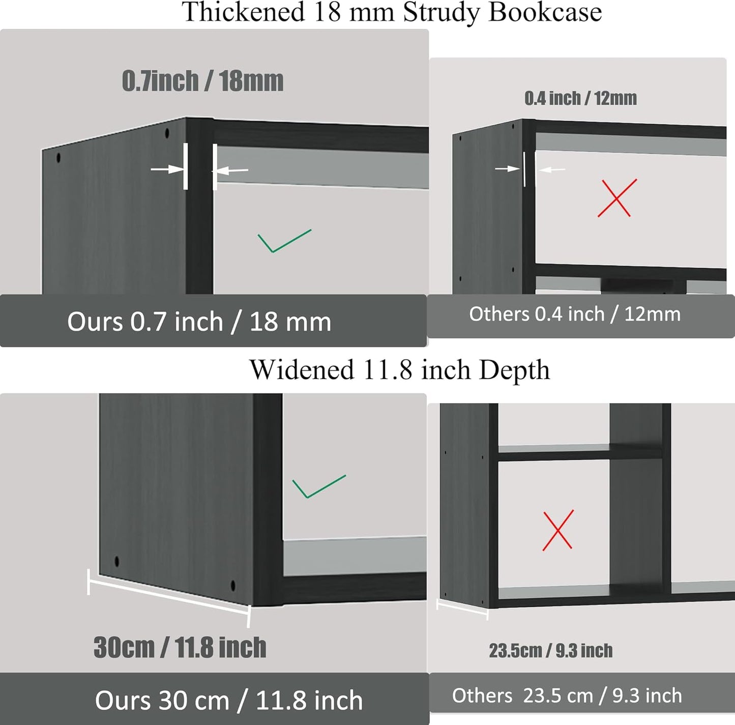 BLANKSPACE 71" H Large Bookcase with 6 Open Shelves & 2 Baskets - Heavy Duty Storage Shelf for Home