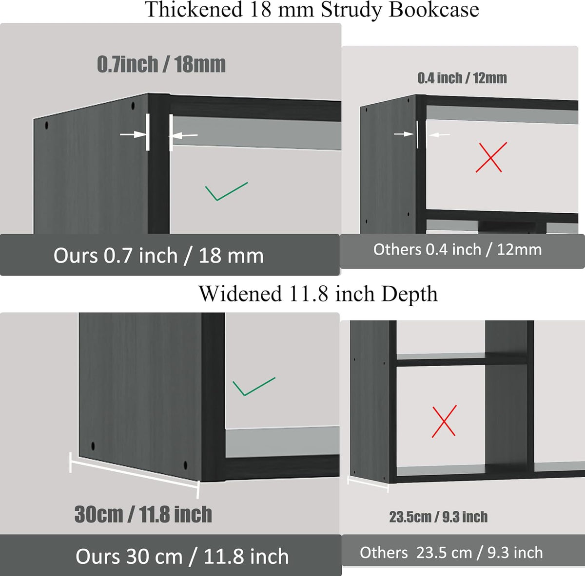 BLANKSPACE 71" H Large Bookcase with 6 Open Shelves & 2 Baskets - Heavy Duty Storage Shelf for Home