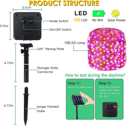 Purple and Orange Halloween Solar String Lights Outdoor, 2 Pack 80FT 200LED Solar Twinkle Lights