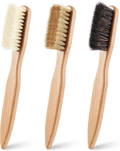 3 Pcs Wood Laundry Stain Brush Stain Remover Brushes with Boar Bristle Small Stain Brush for