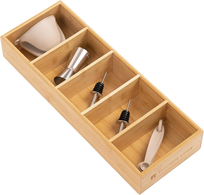 Premium Kitchen Utensils and Junk Drawer Organizer – Small 5-Compartment Design with 4 Removable
