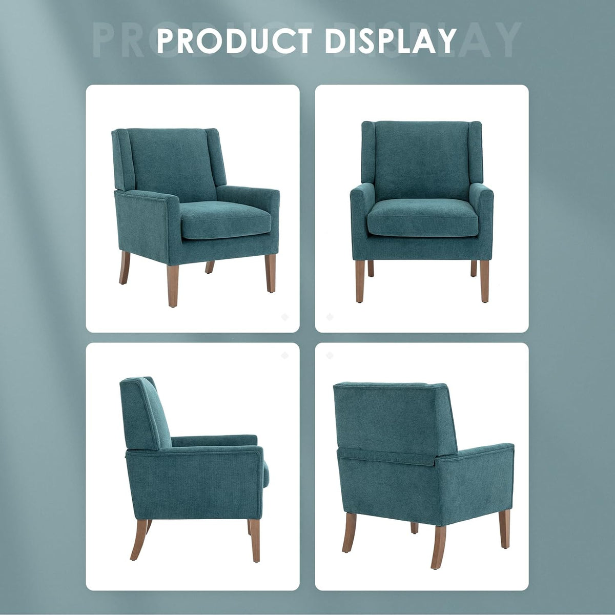 COLAMY Modern Wingback Living Room Chair Set of 2, Upholstered Fabric Accent Armchair, Single Sofa