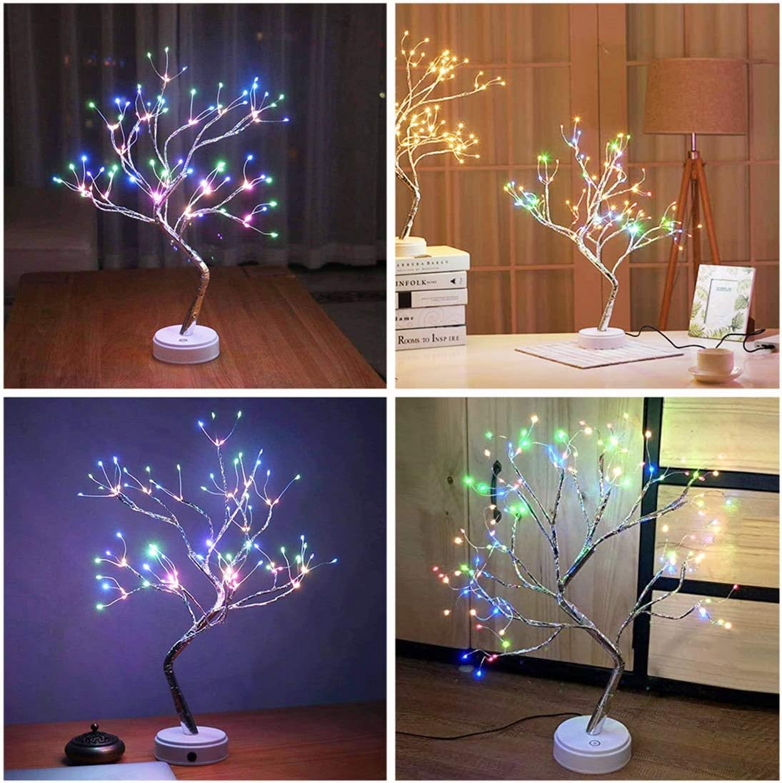 20" 108 LED Tabletop Bonsai Tree Light, Sparkly Fairy Spirit Tree Lights, Battery/USB Operated, DIY