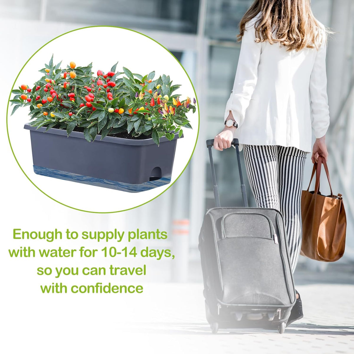 Window Box Planter 8 Pcs, 17 Inches Rectangle Flower Pots with Drainage Holes and Trays, Vegetable