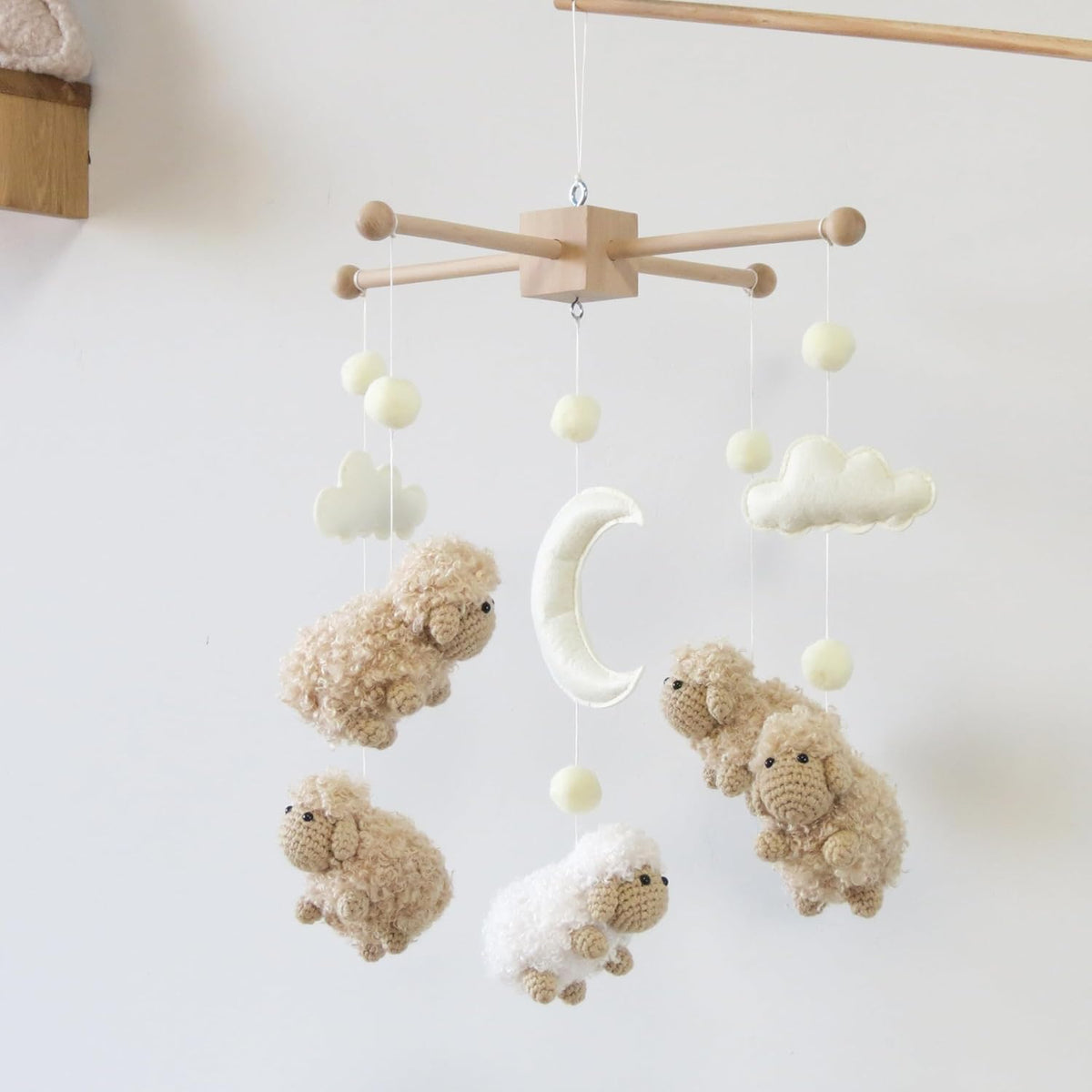 Sheep Crib Mobile Neutral Baby Mobile for Crib Sheep Baby Crib Mobile for Girls Boys Boho Nursery