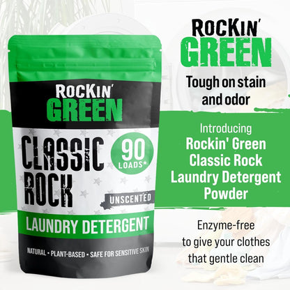 Rockin' Green Classic Rock Laundry Detergent Powder (90 Loads) - All Natural Laundry Detergent