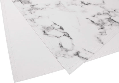 Marble Faux Leather PU Placemats, Set of 8, Easy to Clean, Heat & Stain Resistant for Conference