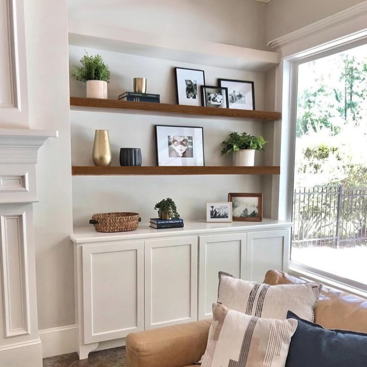 IAE Walnut Floating Wall Shelves 48 inch, Bathroom Shelves Wall Mounted,Invisible Shelves Floating