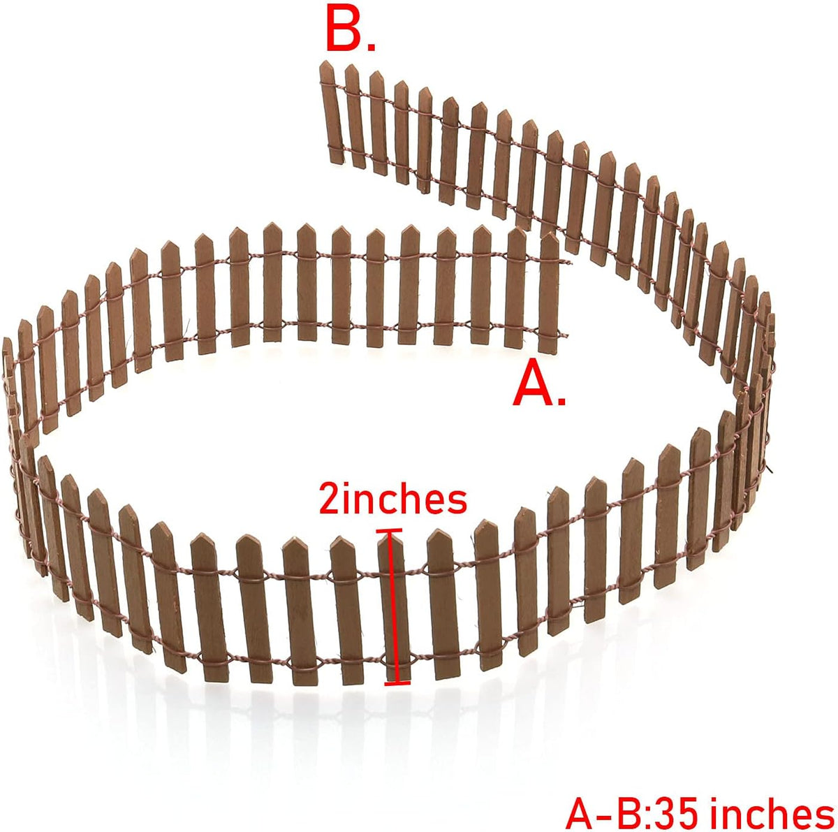 35 Inch Miniature Fairy Garden Fence DIY Wood Decorative Ornament Fence for Dollhouse Succulent