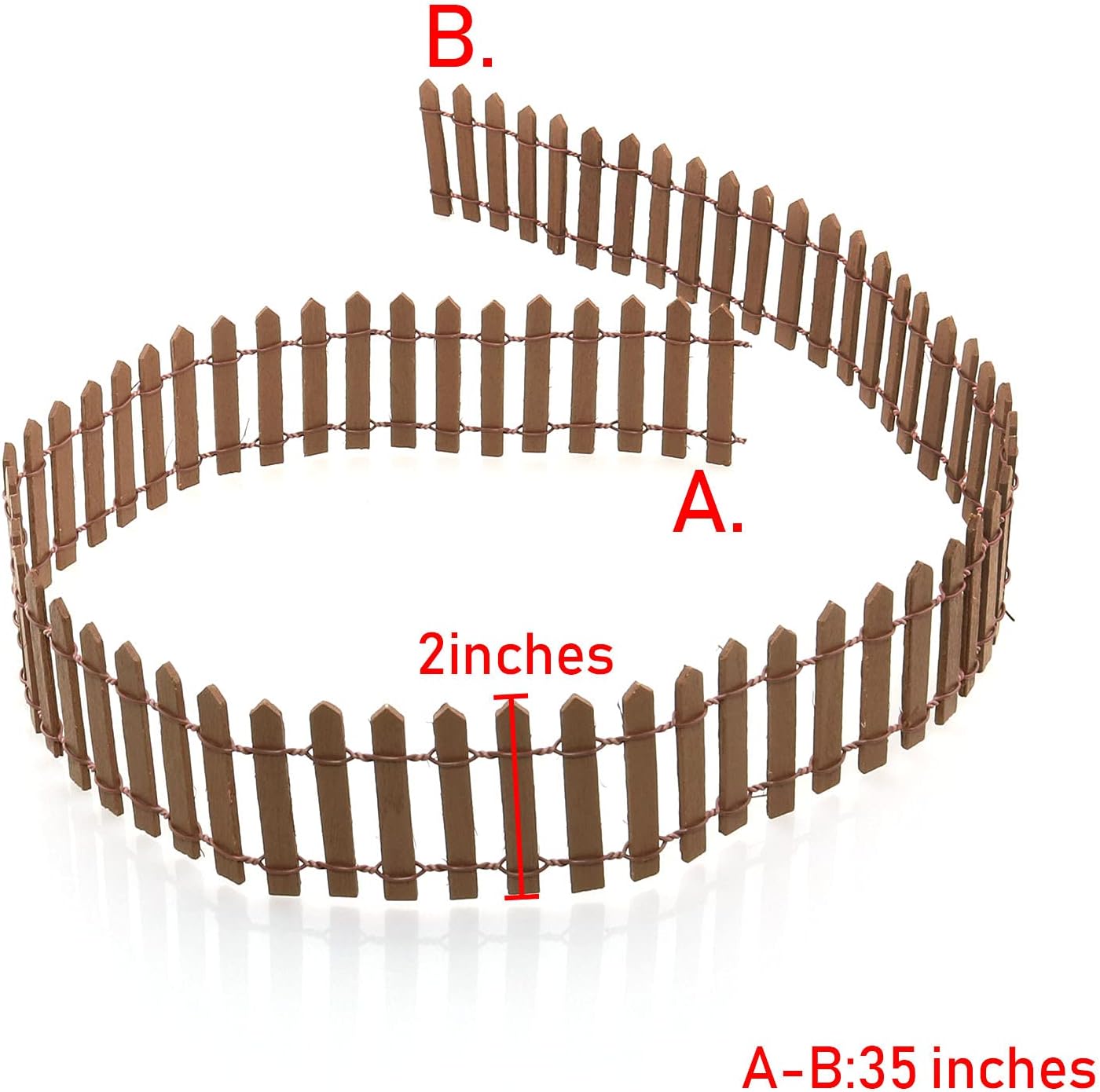 35 Inch Miniature Fairy Garden Fence DIY Wood Decorative Ornament Fence for Dollhouse Succulent