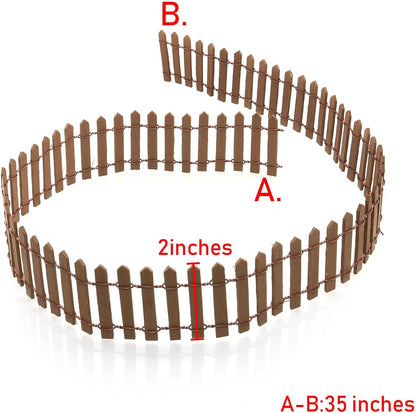35 Inch Miniature Fairy Garden Fence DIY Wood Decorative Ornament Fence for Dollhouse Succulent