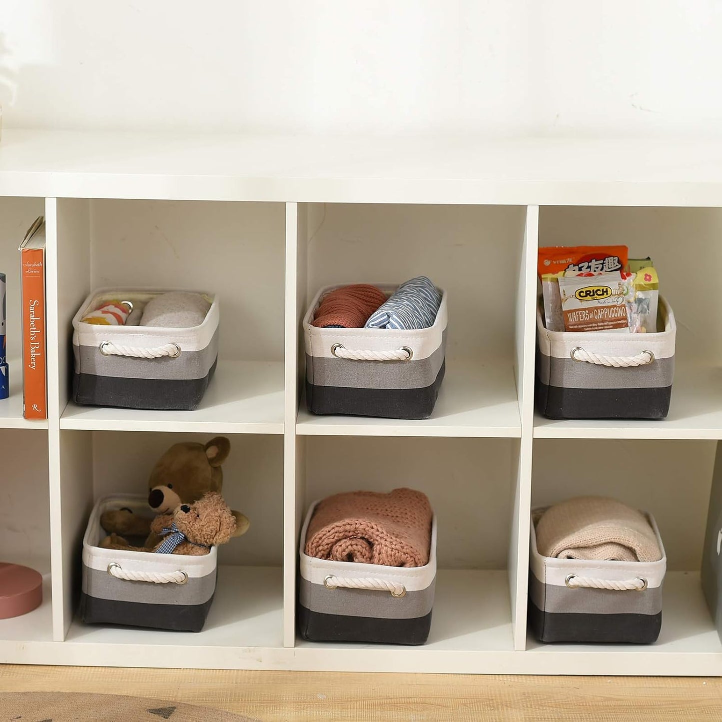 Small Storage Baskets for Shelves,Fabric Storage Baskets for Closet,Rectangular Collapsible Baskets