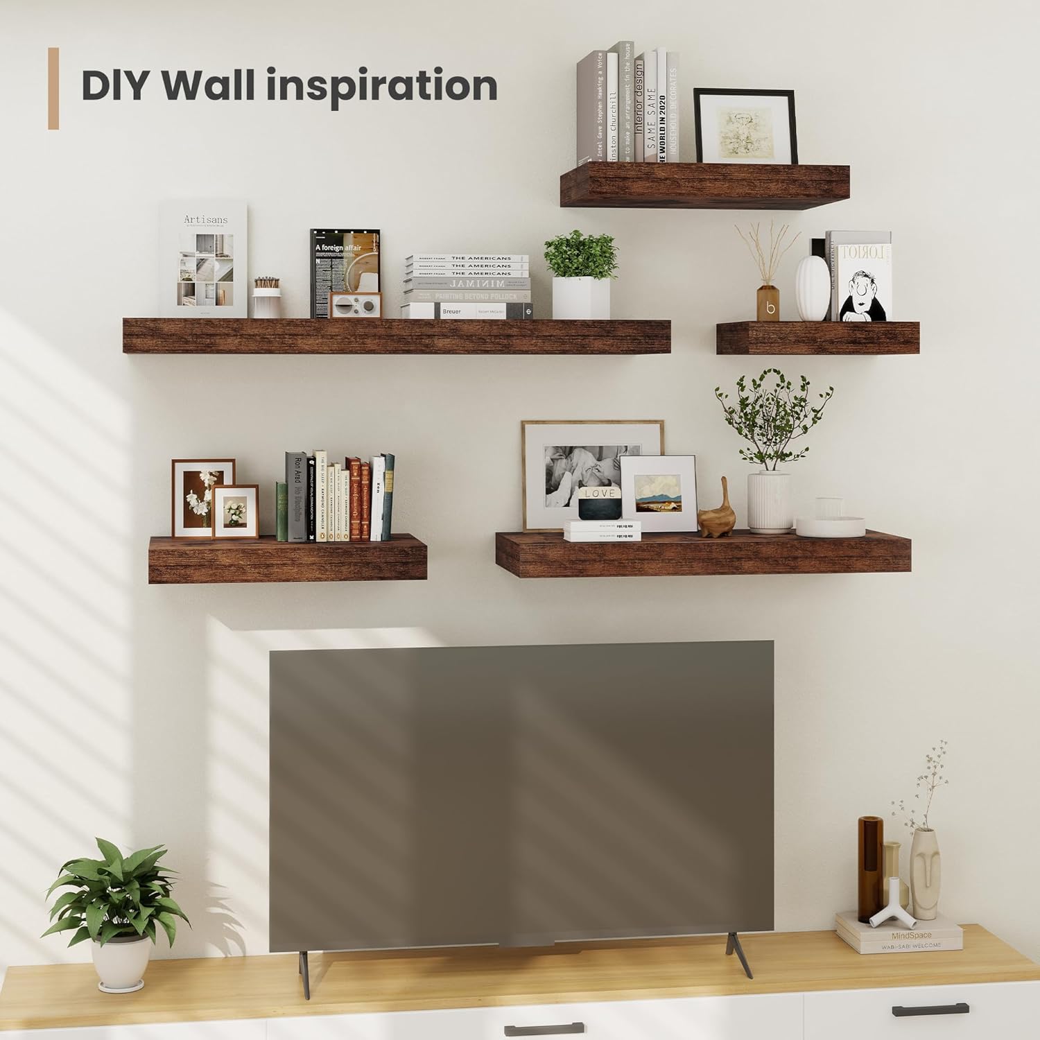 Heimlove 12 Inch Deep Floating Shelves, 12 x 12 inches Long Wall Shelf, Large Extra Display Shelf &