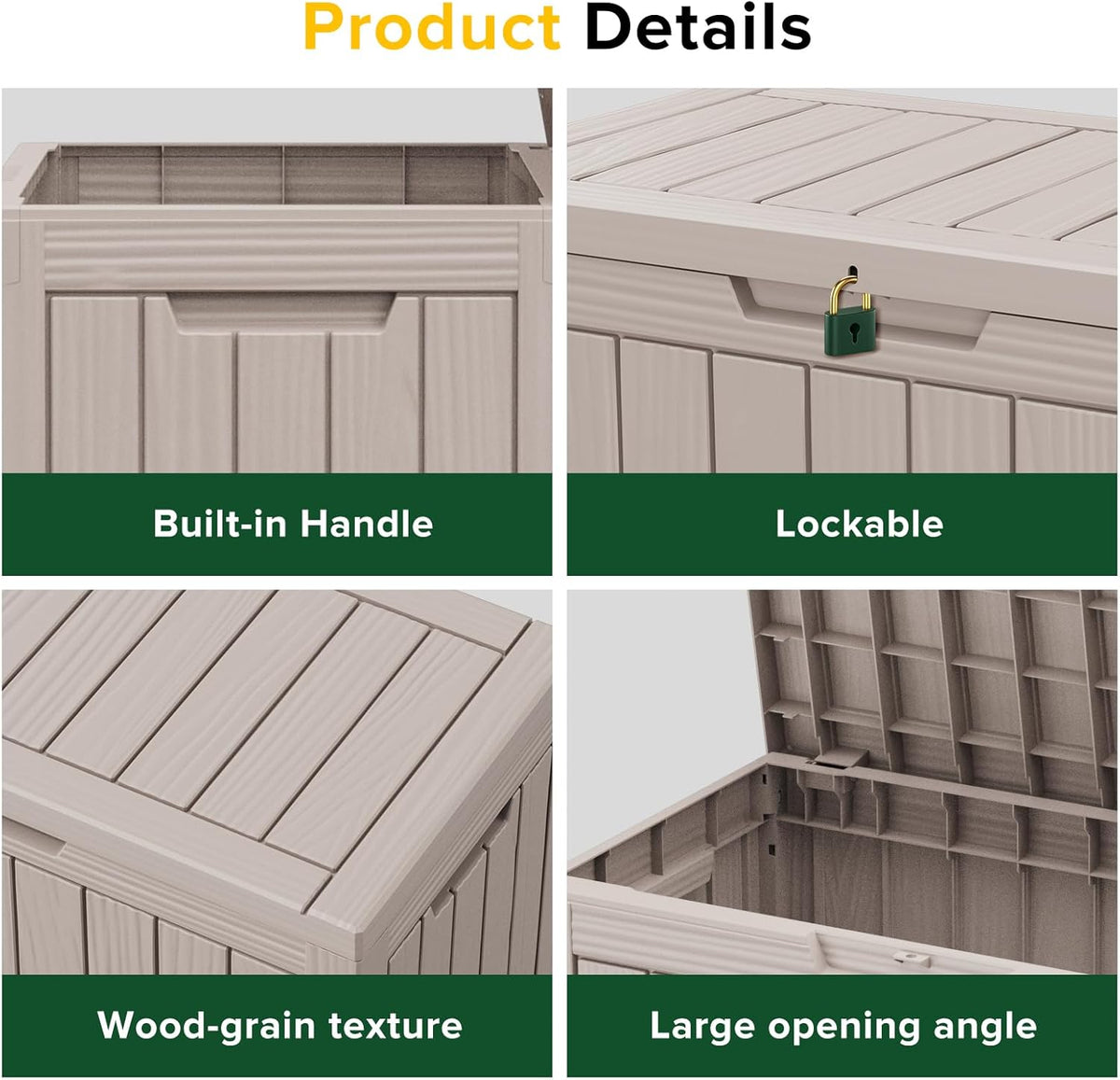 46 Gallon Outdoor Deck Box,Storage Lockable Waterproof Patio Furniture,Garden Tools,Cushions,Pool