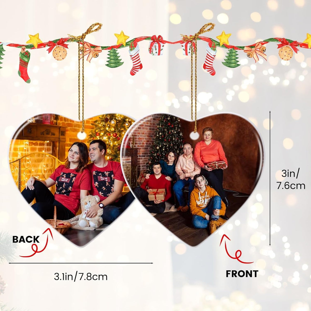 Personalized Christmas Ornaments 2024 Customized with Photo Text Ornament Keepsake Pet First